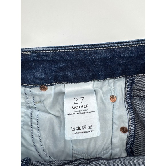 Mother The Looker Skinny Jeans Women 27 Dark Blue Distressed Denim Made in USA - Picture 8 of 11